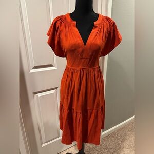 Calvin Klein Vibrant Orange Midi Dress